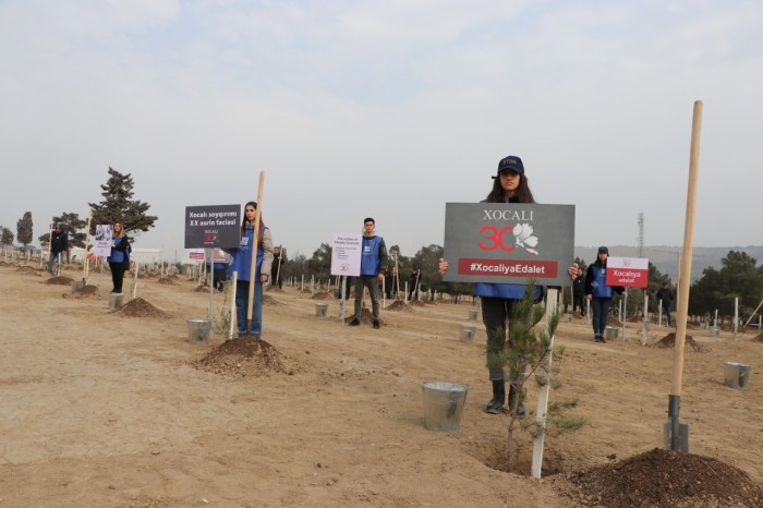 Xocalı qurbanlarının xatirəsinə həsr olunmuş ağacəkmə aksiyası keçirildi - FOTOLAR